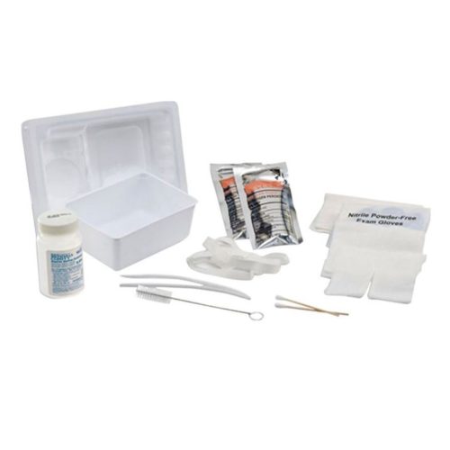 Cardinal Health Argyle Tracheostomy Care Tray Z47800 with gloves, basin, brush, and cleaning tools